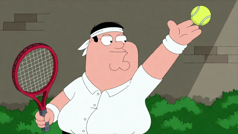 Fmlygyssn19, A Cartoon Tennis Player With A Headband And Swe...