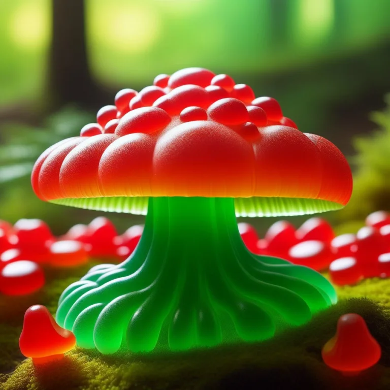 A Forest Floor Scene, Moss Made Of Translucent Green Gummy C...
