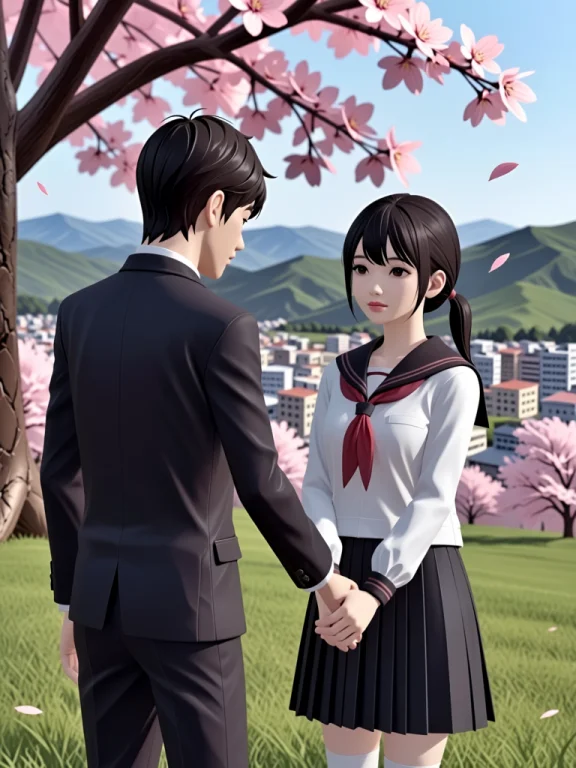 Sakurairo Mau Koro, Hetero, 1girl, 1boy, Cherry Blossoms, Hi...