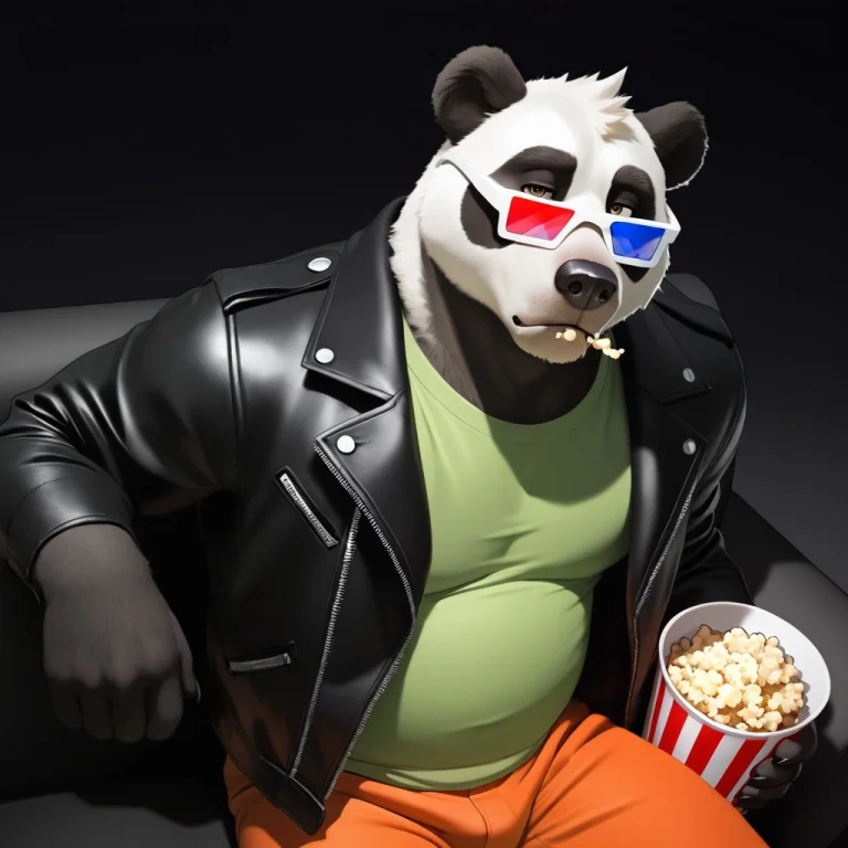 Solo, Male, Adult, Anthro Bear, Panda Bear, Brown Eyes, Musc...