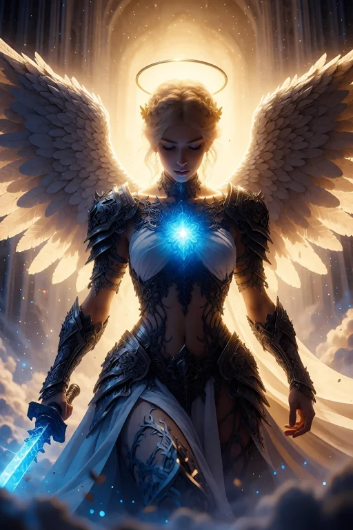 Angel, Large Sword, Heaven, Action, Holy Light, Halo, Intric...