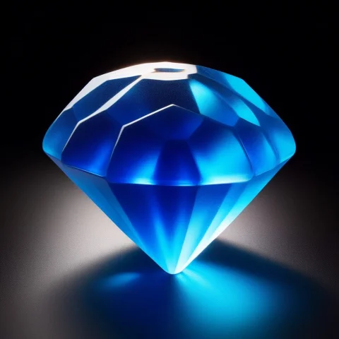 A Large Faceted Diamond Made Of Translucent Blueberry Gummy... — SDXL AI Prompt: a large faceted diamond made of translucent blueberry gummy candy, glossy mirror...