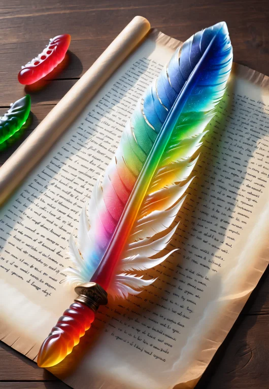 Loragummymorph1 Magic Gummymorph Feather Quill Pen, Glowing...
