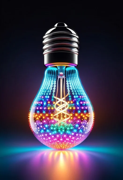 Lightbulb, Led Lightbulb, Lightbulb Made Of Colorful Led Lig...