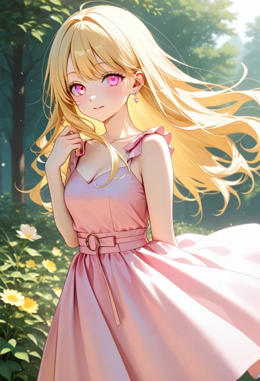 Girls Pink Dress, Blonde, Beautiful
