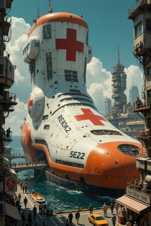 A Colossal Medical Station Shaped Like A Giant Boot, Towerin...