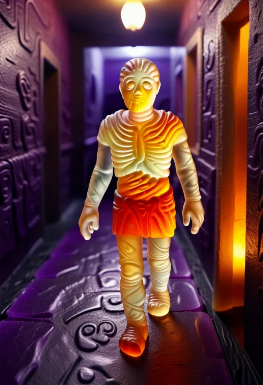Gummymorph, 8k, Raw Digital Photo, A Tiny Ancient Mummy, Wal...