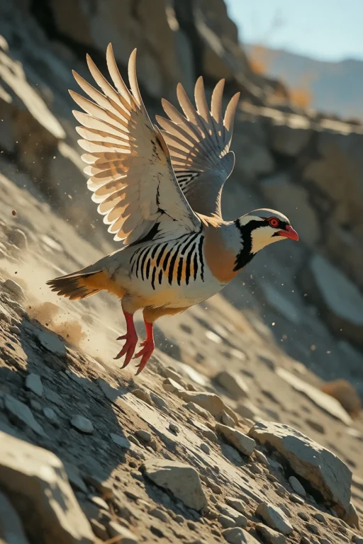 Nature, A Chukar Flushing From A Salt Range Scree Slope, Ent...