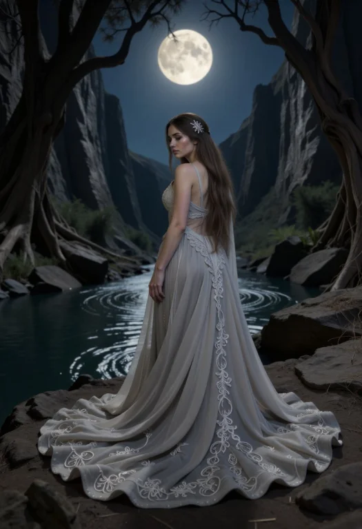 Dark Fantasy Illustration, Ethereal Woman In Profile Glancin...