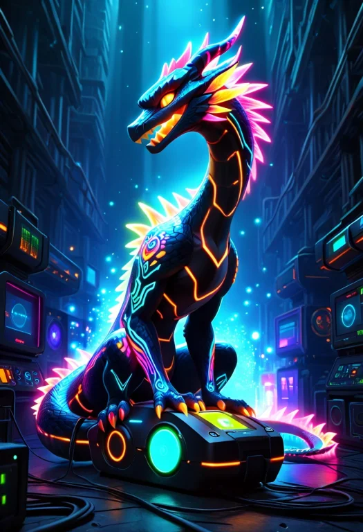 Masterpiece, A High-tech 3d Printer Extruding Glowing Neon F...