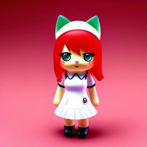 A 3d Chibi Anime Red Hair Cat Girl Wear Gummymorph Nurse Dre... — SDXL AI Prompt: a 3d chibi anime red hair cat girl wear gummymorph nurse dresses