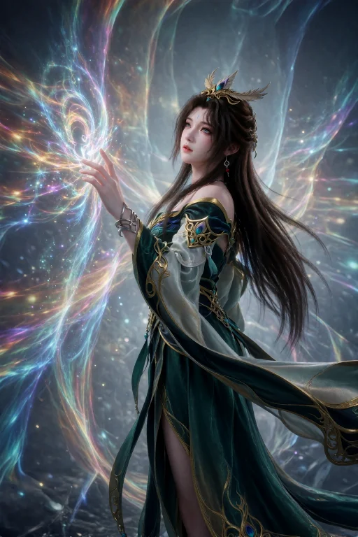 8kcg Kongxuan,1girl,blue Eyes,facial Mark,black Hair,long Ha...
