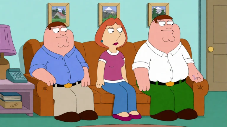 Fmlygyssn22, Three Animated Figures Sit Side By Side On A Br...