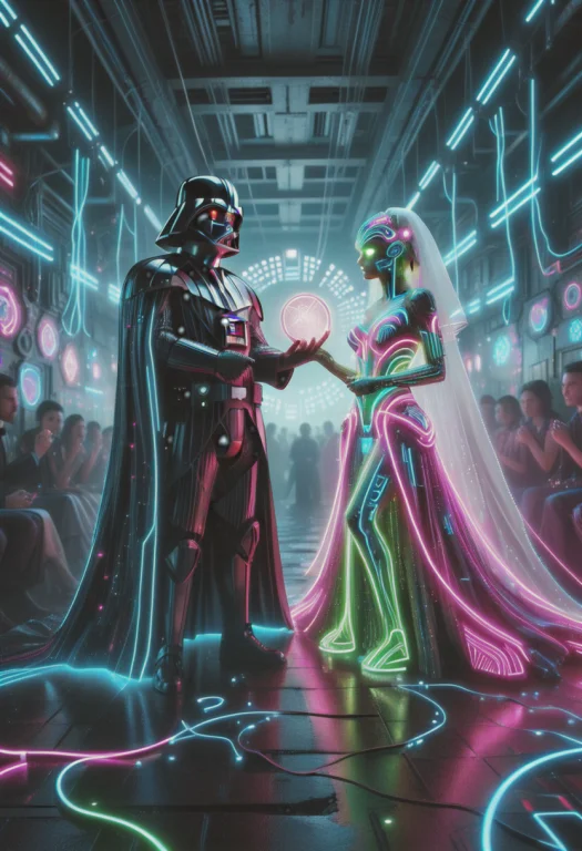 Wedding Photograph Of Darth Vader As The Groom And Master Yo...