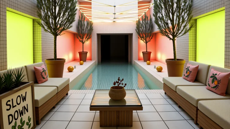 A Rectangular Pool Of Clear Water Stretches Toward An Unseen...