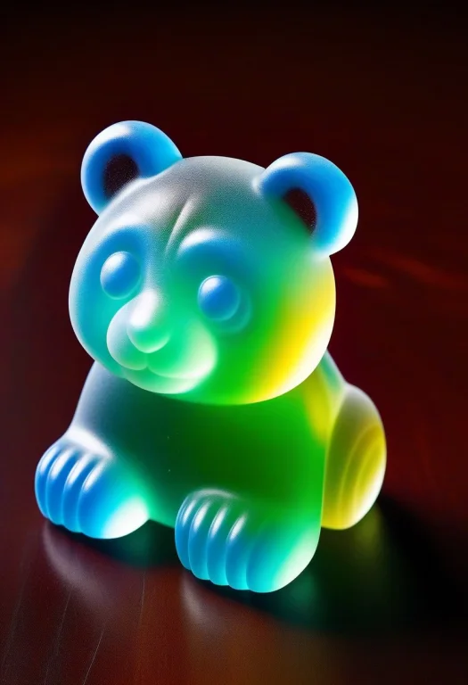 A Vibrant, Translucent Gummy Panda Stands As The Focal Point...