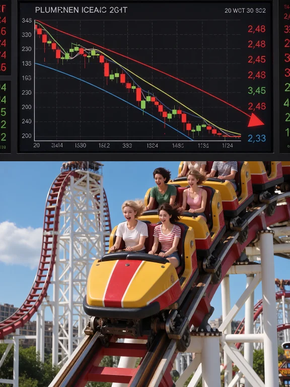 Top A Chart Board Showing A Plummeting Stock Price. Bottom A...