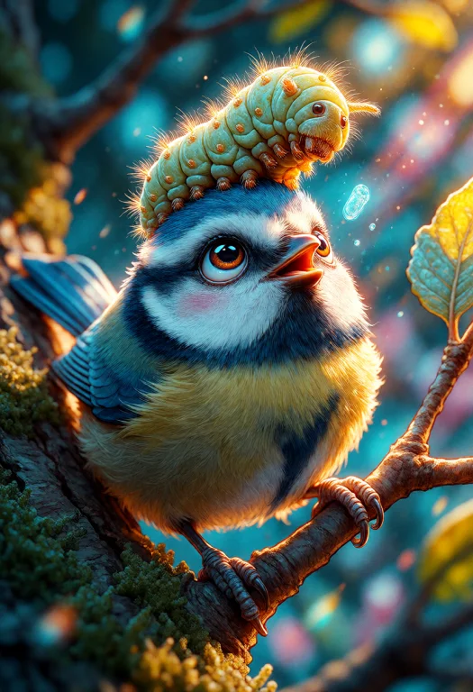 A Whimsical, Digitally Rendered Comic Scene Featuring A Tiny...