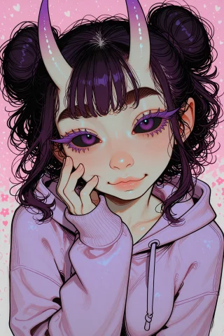Ivysketch Style, 1girl, Purple Hair, Medium Hair, Wavy Hair,... — Stable Diffusion AI Prompt: Ivysketch Style, 1girl, purple hair, medium hair, wavy hair, double bun, bangs,...