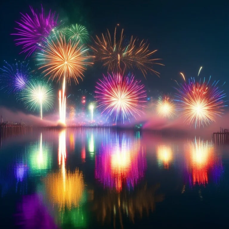 Led, Colorful Led Lights, Fireworks, Festival, Lake, Reflect...