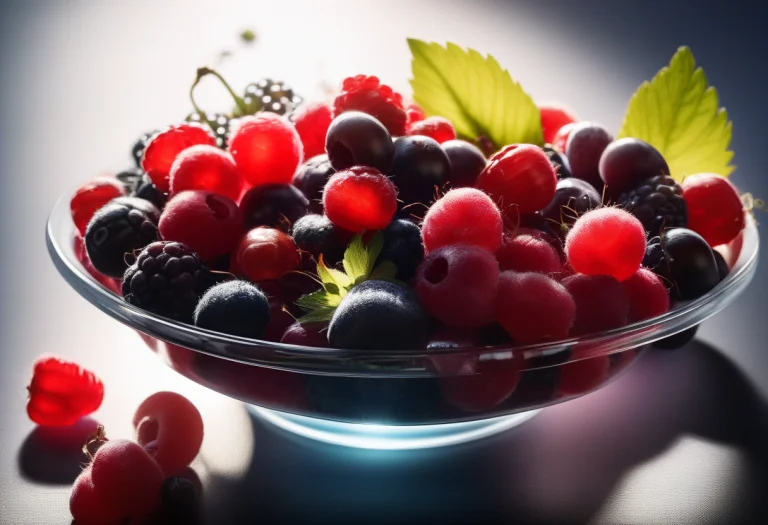 A Platter Of Glossy Summer Berries, Backlit Silhouette, Long...