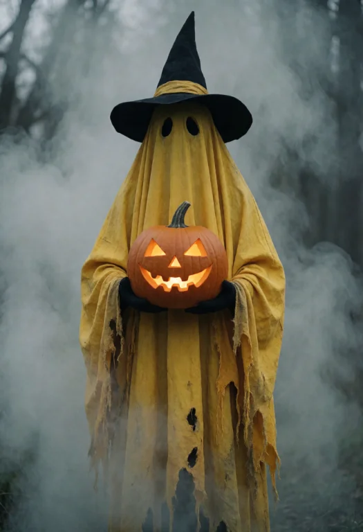 Photorealistic Cinematic Shot, A Tall Eerie Figure Draped In...