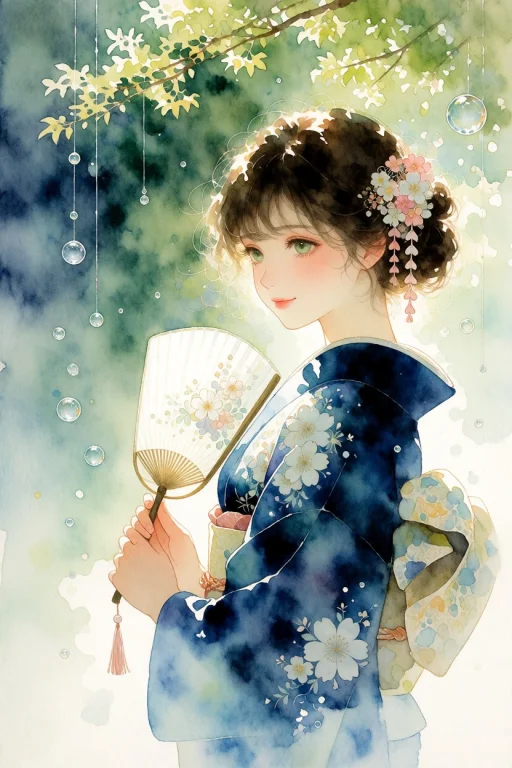 Illusdream, A Whimsical, Serene Watercolor Painting In The S...