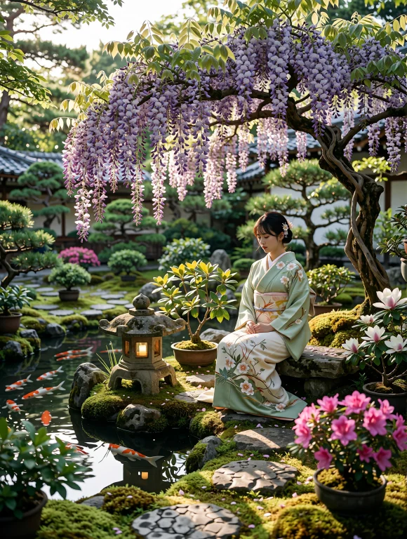 A Serene, High-detail Image Of A Young East Asian Woman In T...