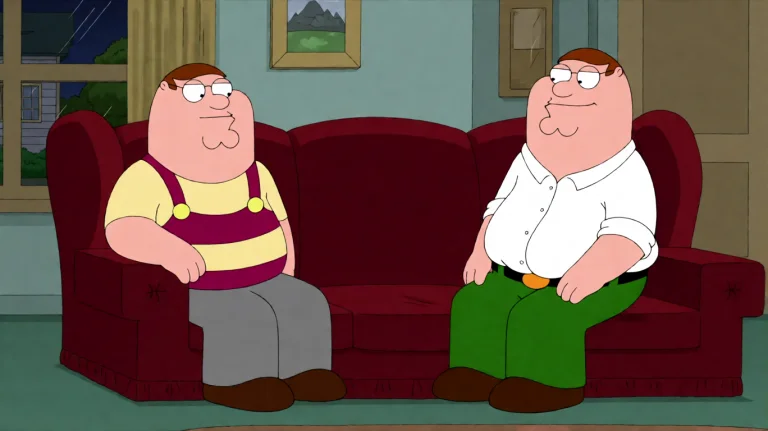 Fmlygyssn12, Two Animated Men Are Seated On A Plush Red Couc...