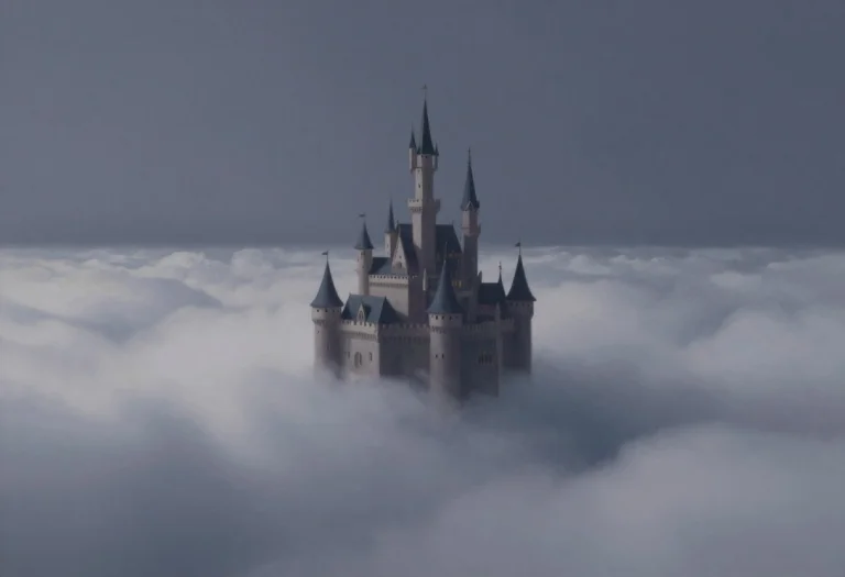 A Floating Castle Adrift Above A Sea Of Clouds, Alla Prima,...