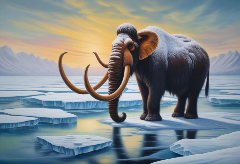 A Mammoth Of Ice Crossing A Frozen Strait, Acrylic Painting,...