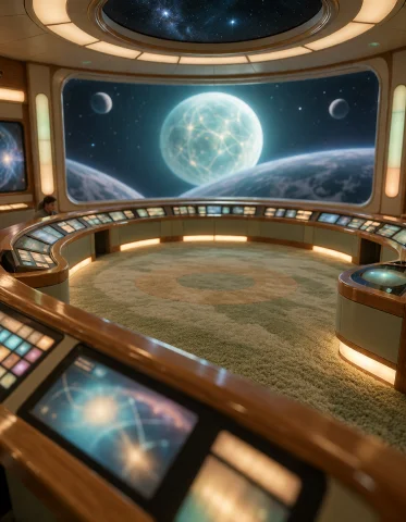 043 F3d3r4t10n Sh1p, Stellar Cartography, Elevated View Over... — Stable Diffusion AI Prompt: 043 f3d3r4t10n sh1p, stellar cartography, elevated view over complete circular c...