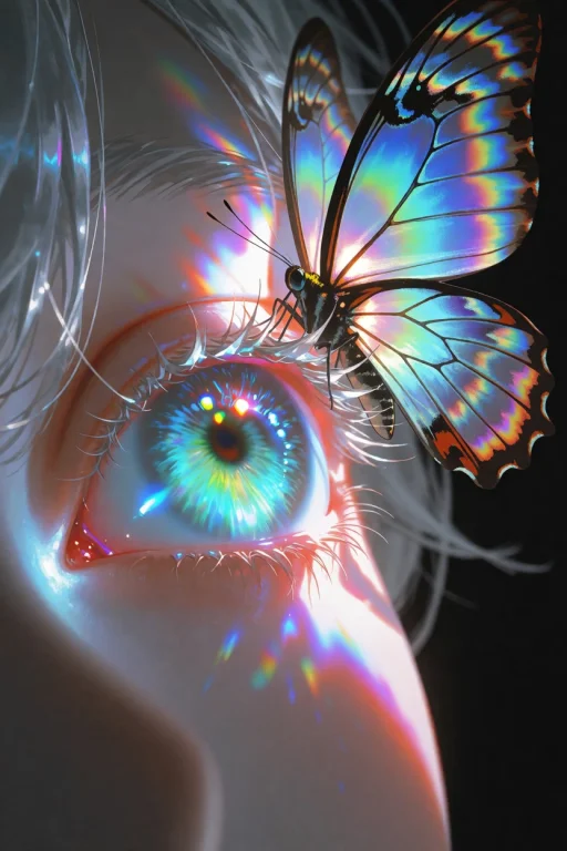 Var5ve A Macro View Of A Human Eye And A Large Glass-winged...