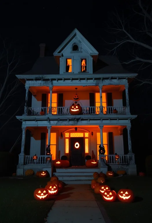 Creepy Mansion, Night Time, Run Down, Haunted Halloween, Mon...