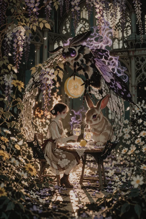 A Whimsical, Cinematic Fairytale Scene A Young Girl In A Vin...