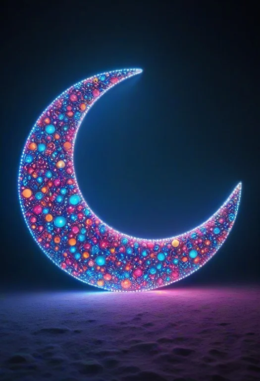 Led, Colorful Led Lights, Moon Made Of Leds