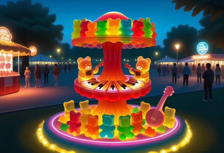 Glowing Gummymorph Candy Gummy Bears, Playing Gummy Banjos,...
