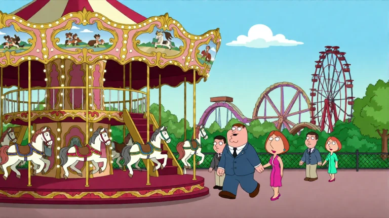 Fmlygyssn19, A Lively Amusement Park Scene Centers On A Larg...
