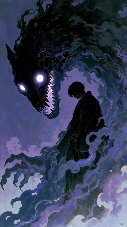 A Moody, Gothic Illustration Of A Silhouetted Human Figure S...