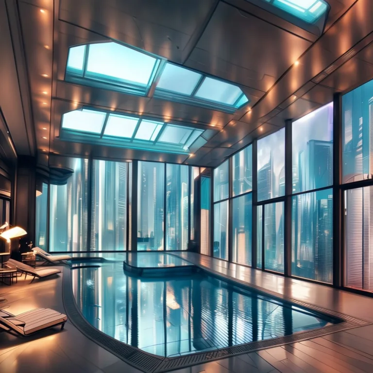 Indopo, Interior, Pool, Indoor Pool. Futuristic Interior Wit...