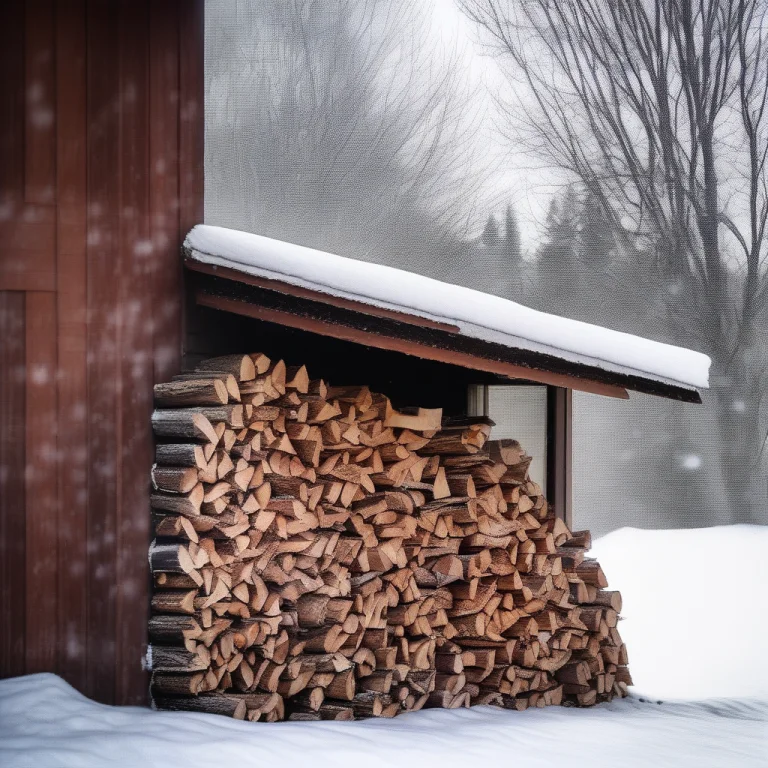 A Stack Of Firewood Under A Snow-dusted Eave, Expressive Bru...