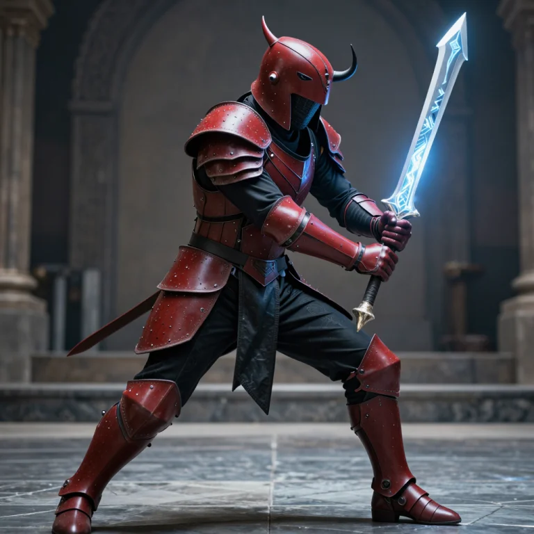 Rpg Ox And Human Hybrid Warrior , Red And Black Armour, Weil...