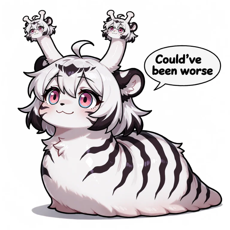 Chibi Hannah Slug  White Tiger Slug Girl, White Fur With Bla...