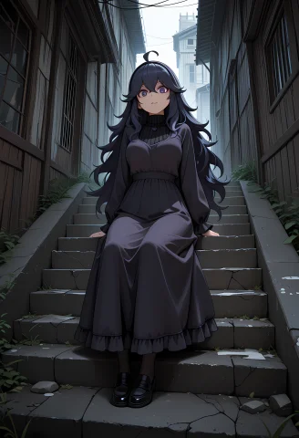 Mxpln, A Striking Poster Image Capturing Hex Maniac Seated O... — Stable Diffusion AI Prompt: @mxpln, A striking poster image capturing hex maniac seated on weathered, cracke...