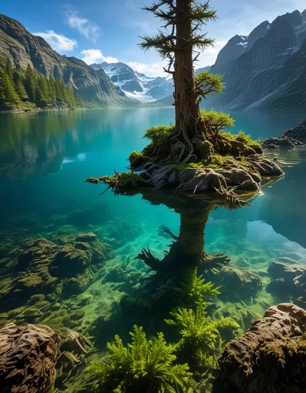 A Breathtaking Underwater Landscape Photograph Of An Ancient...