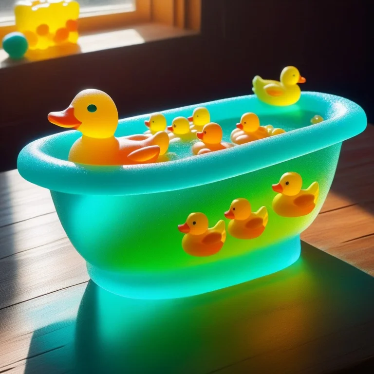 A Miniature Bathtub Made Of Translucent Turquoise Gummy Cand...