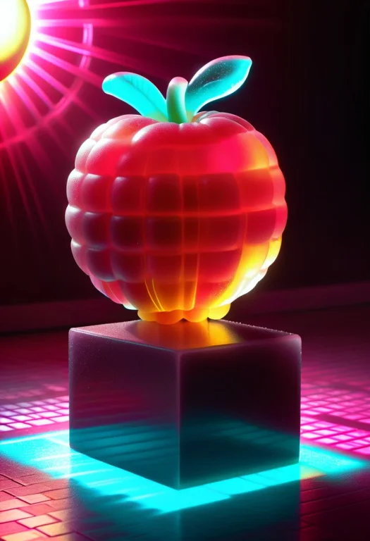 Gummymorph, 8k, Raw Digital Photo, A Golden Apple Floating A...