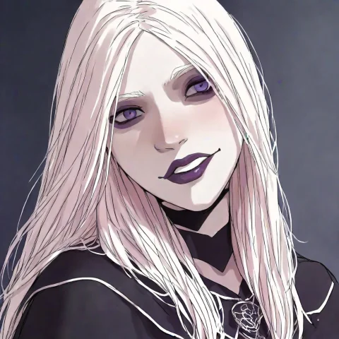 Long Hair, White Hair, Parted Bangs, Colored Skin, White Ski... — Stable Diffusion AI Prompt: long hair, white hair, parted bangs, colored skin, white skin, pale skin female,...