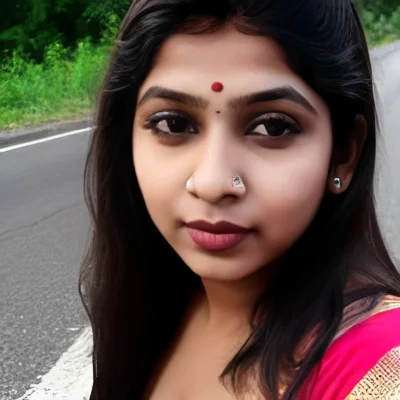 Desi Girl, Indian Girl, Solo Girl, Standing On Road, No Back...