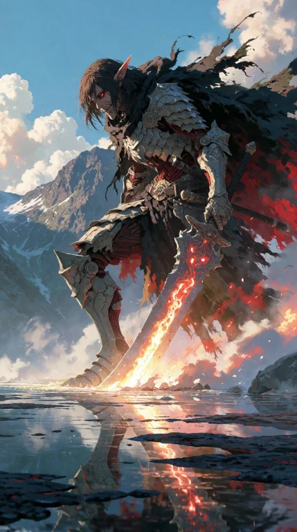 1girl, Solo, Adult, Colossal Elf Titan, Pointed Ears, Brown...